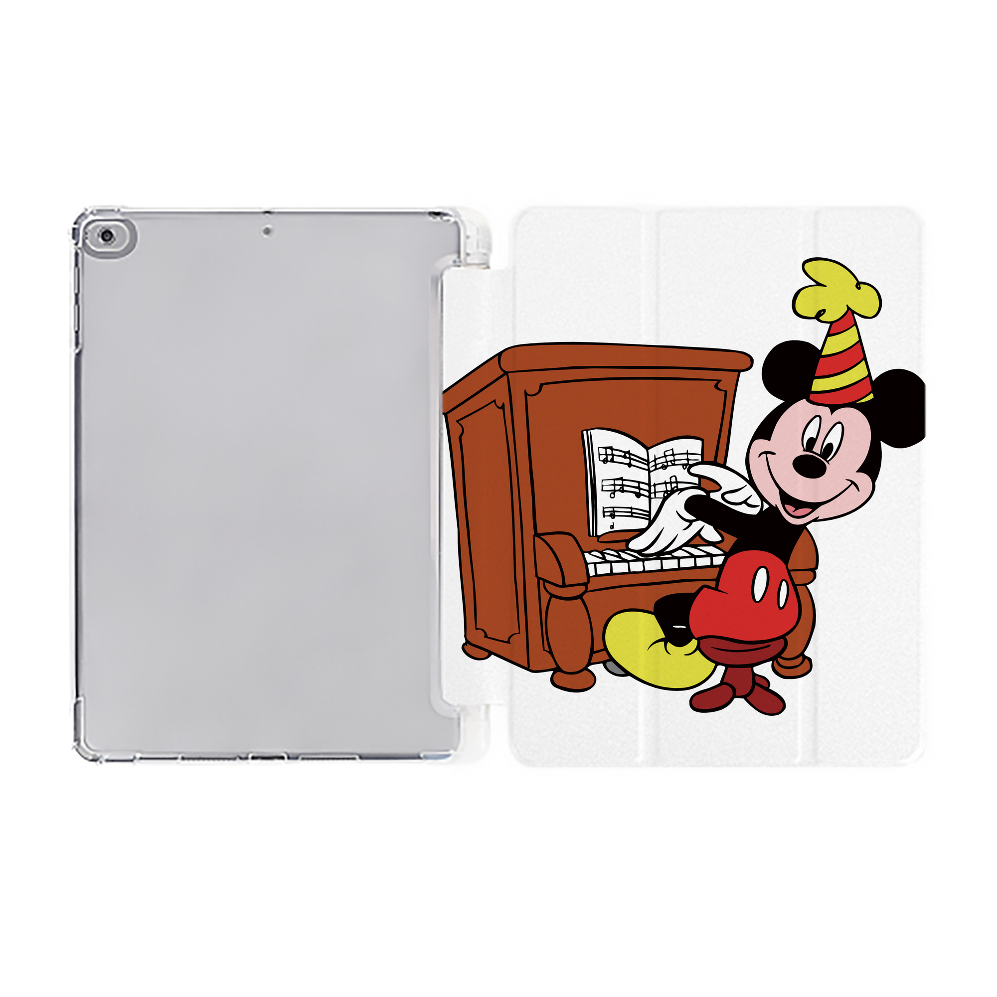 （画像用） ミッキーマウス Mickey Mouse IPad ケース ペン収納付き 三つ折りスタンド PUレザー×シリコン 対応機種9.5/10.5/10.9インチ